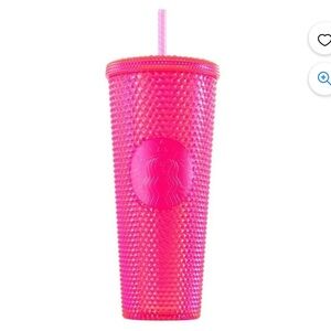 Starbucks NEON Pink Studded Cold Cup Tumbler 2019 Holiday 24oz NWOT collector’s